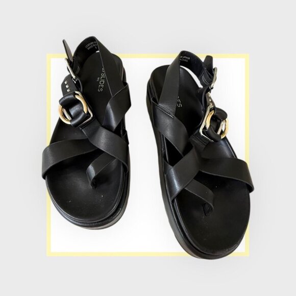 J Slide - Platform Sandal with Gold and Silver Buckle details. - Picture 3 of 5